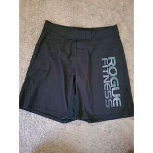 Rogue Fitness Black Green Spellout Board Shorts Weightlifting Workout Mens 36x10
